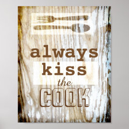 keukenposter humor kus kook kookcitaat rustiek poster