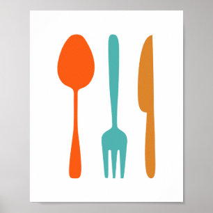 Keukenposter in mid century modern stijl met keuke poster