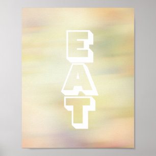 keukenposter met tekst eet pasteltypografie poster