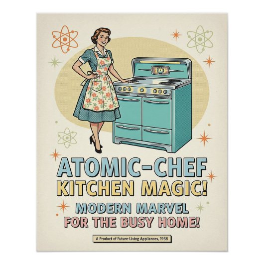 Keukenposter uit het atoomtijdperk perfect poster (Voorkant)