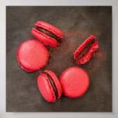 Keukenposter van zoete Macarons | Macarons Rood Ro Poster (Voorkant)
