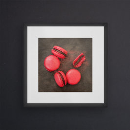 Keukenposter van zoete Macarons | Macarons Rood Ro Poster