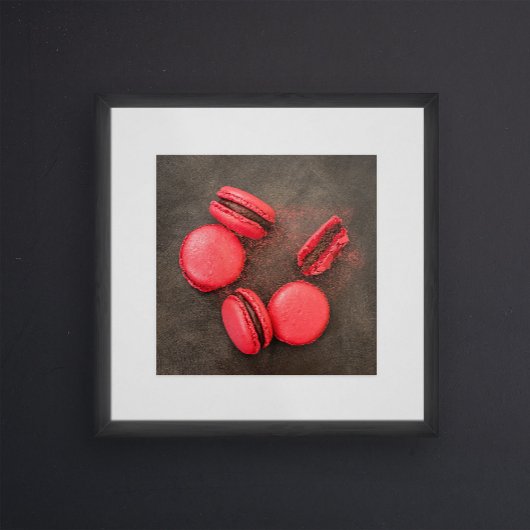 Keukenposter van zoete Macarons | Macarons Rood Ro Poster