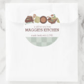 Keukenpotten pannen gebruiksvoorwerpen koken horec ronde sticker (Tas)