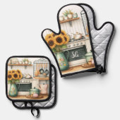  keukenprint ovenwant & pannenlap set (Voorkant / Achterkant)