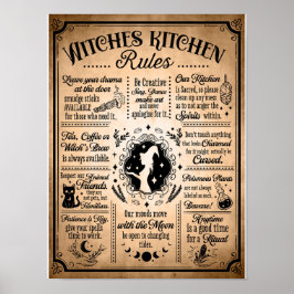 Keukenregels voor Heksen Vintage Halloween Poster