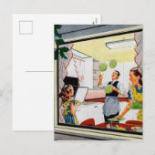 Keukenretro keukenfamilie briefkaart (Voorkant / Achterkant)