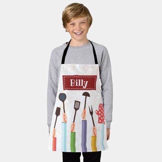 Keukenrode Schort (Gedragen)