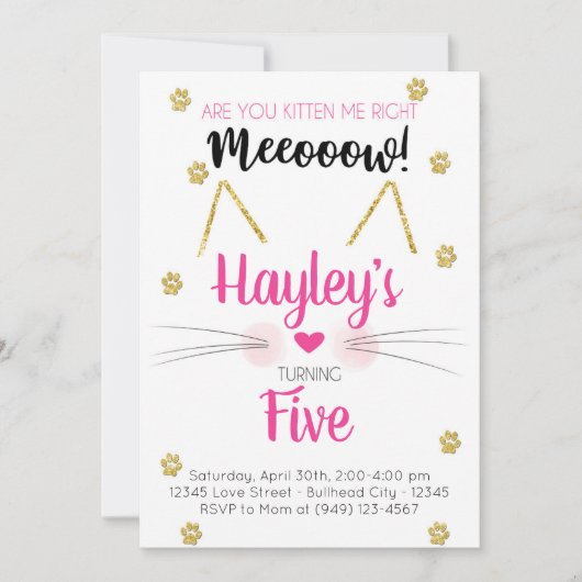 Keukenroze en gouden kinderen - uitnodiging van af (Voorkant)