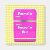 Keukenroze koelkast gele gingham magneet (Voorkant)