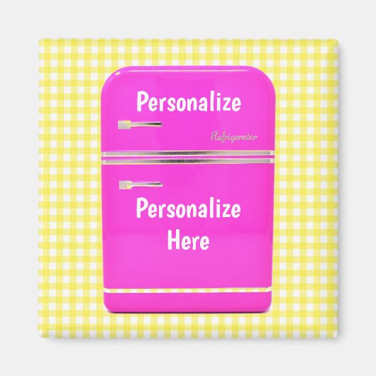 Keukenroze koelkast gele gingham  magneet (Voorkant)