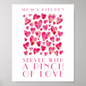 Keukenroze liefdeshartencitaat van mama poster (Voorkant)
