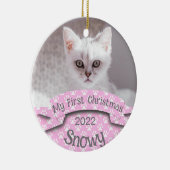 Keukenroze pakkenprinter voor het eerste kerstfees keramisch ornament (Rechts)