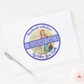 keukenscène uit 1950s met aangepaste tekst ronde sticker (Envelop)