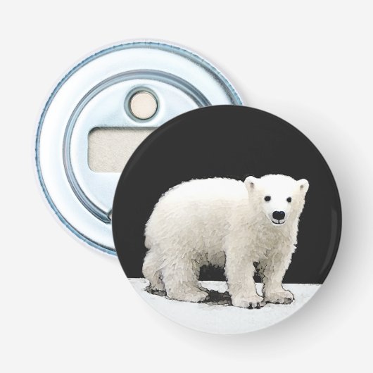 Keukenschilderij van polair Beer - Oorspronkelijke Button Flesopener (Voorkant)