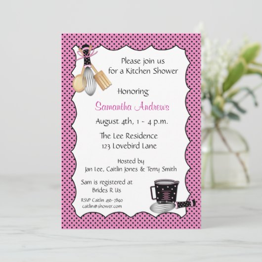 Keukenschokroze uitnodiging (Staand voorkant)