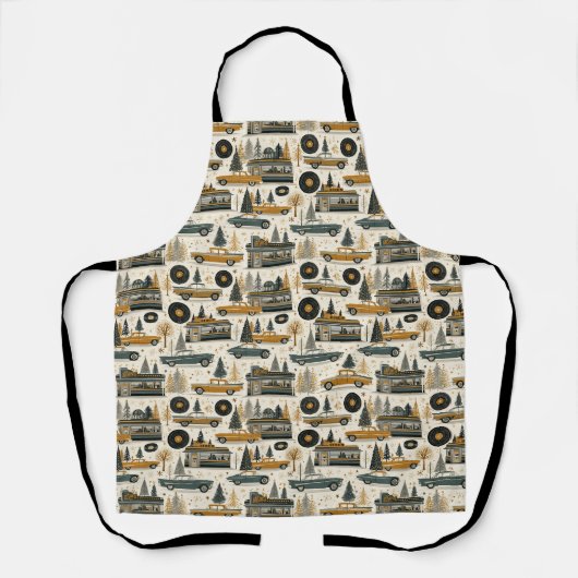 Keukenstijl midcentury winter roadtrip schort (Voorkant)