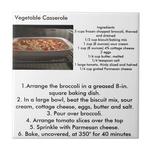 Keukentegel van de Vegatable Casserole Tegeltje (Voorkant)