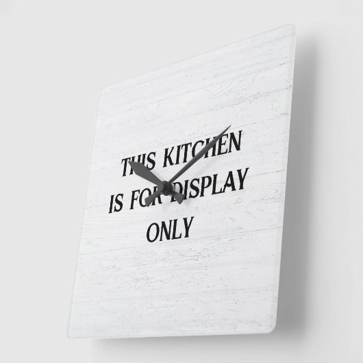 Keukentekst op gewitwasd hout vierkante klok (Hoek)