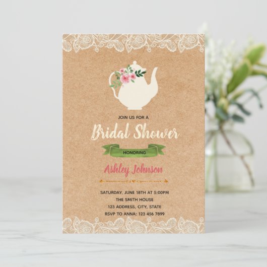 Keukentheebridale doucheuitnodiging kaart (Staand voorkant)