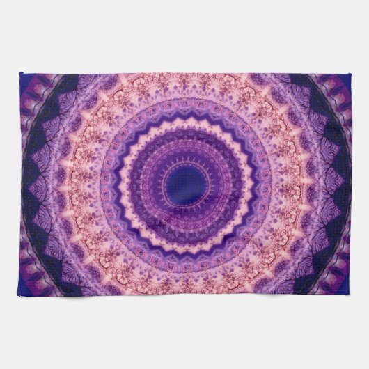 Keukentheedoeken van het Paarse Paradise Mandala Theedoek (Horizontaal)