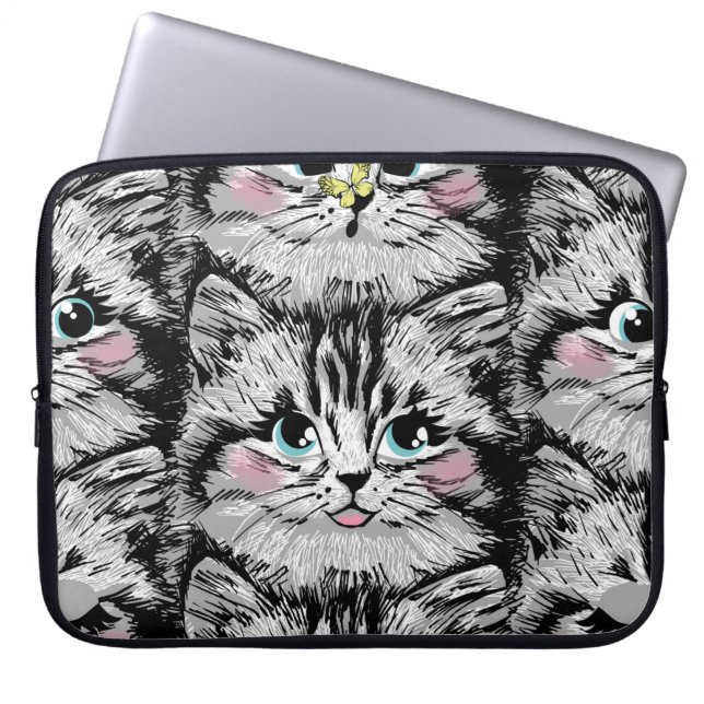 Keukenvaten gezicht naadloos. Illustrat Laptop Sleeve (Voorkant)