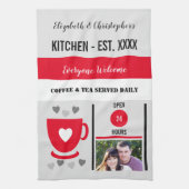 Keukenvervaldatum koffie rood theedoek (Verticaal)