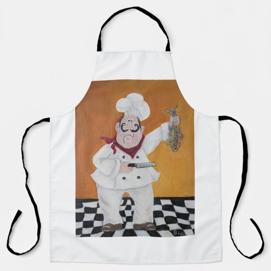 keukenvet weinig chef-kok voor schort, man of vrou schort (Voorkant)
