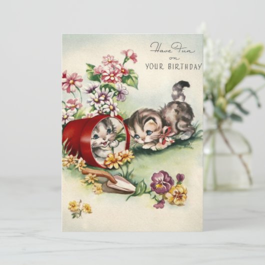  keukenvon op je verjaardag feestdagenkaart (Staand voorkant)