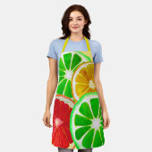 Keukenvruchtenmoten kleurrijke voedselkunst schort (Gedragen)