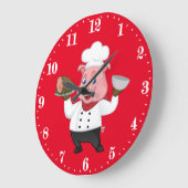 Keukenwandbekleding van Cute Chef-varkens Grote Klok (Hoek)