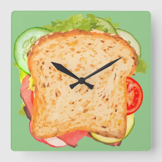 Keukenwandklok — Sandwich Design Vierkante Klok (Voorkant)