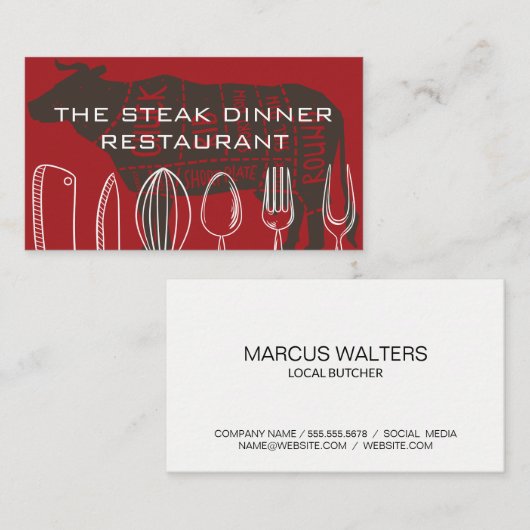 keukenwaren | biefstuk visitekaartje (Voorkant / Achterkant)