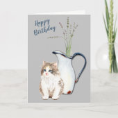 Keukenwijk Kitten en Landenkeuken Pitcher Birthday Feestdagen Kaart (Voorkant)