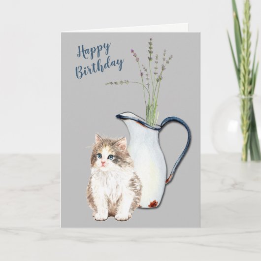 Keukenwijk Kitten en Landenkeuken Pitcher Birthday Feestdagen Kaart (Voorkant)