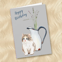 Keukenwijk Kitten en Landenkeuken Pitcher Birthday Feestdagen Kaart