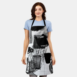 Keukenzwart en wit schort