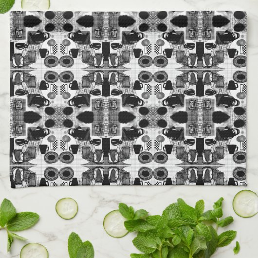 Keukenzwart en wit theedoek (Gevouwen)