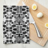 Keukenzwart en wit theedoek (Quarter Fold)