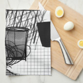 Keukenzwart en wit theedoek (Quarter Fold)