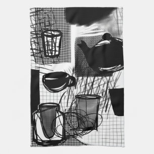 Keukenzwart en wit theedoek