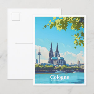 Keulen Duitsland Art Vintage Travel Briefkaart