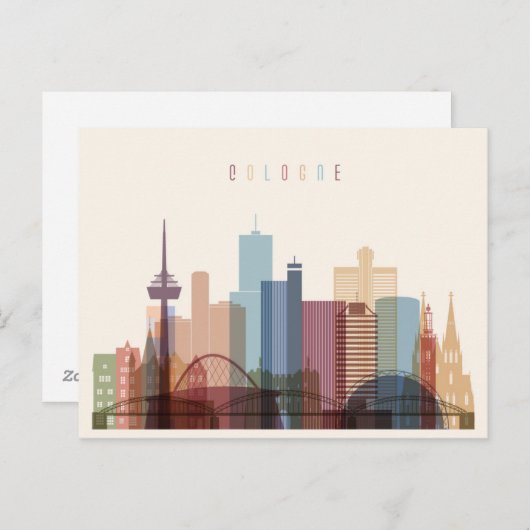 Keulen, Duitsland | City Skyline Briefkaart (Voorkant / Achterkant)