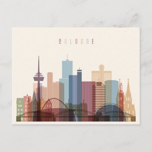 Keulen, Duitsland | City Skyline Briefkaart (Voorkant)