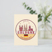 Keulen Duitsland City Skyline Emblem Briefkaart (Staand voorkant)