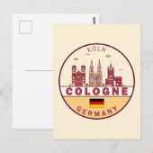 Keulen Duitsland City Skyline Emblem Briefkaart (Voorkant / Achterkant)