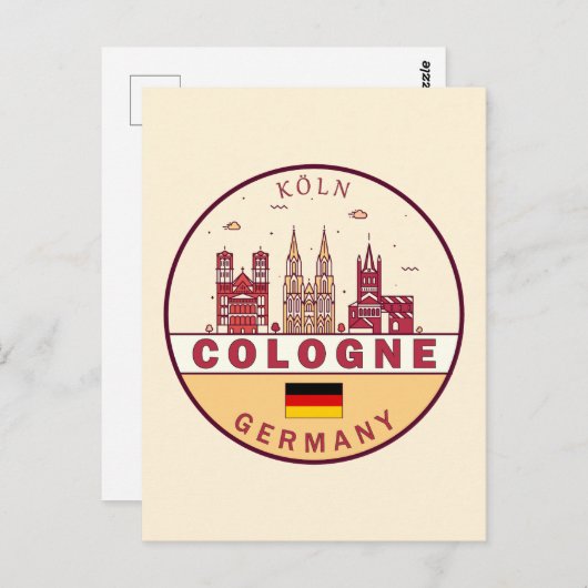 Keulen Duitsland City Skyline Emblem Briefkaart (Voorkant / Achterkant)