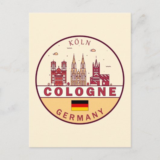 Keulen Duitsland City Skyline Emblem Briefkaart (Voorkant)