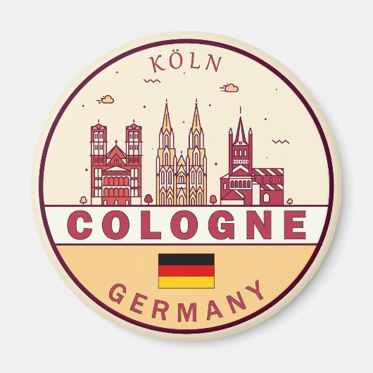 Keulen Duitsland City Skyline Emblem Magneet (Voorkant)