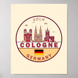 Keulen Duitsland City Skyline Emblem Poster